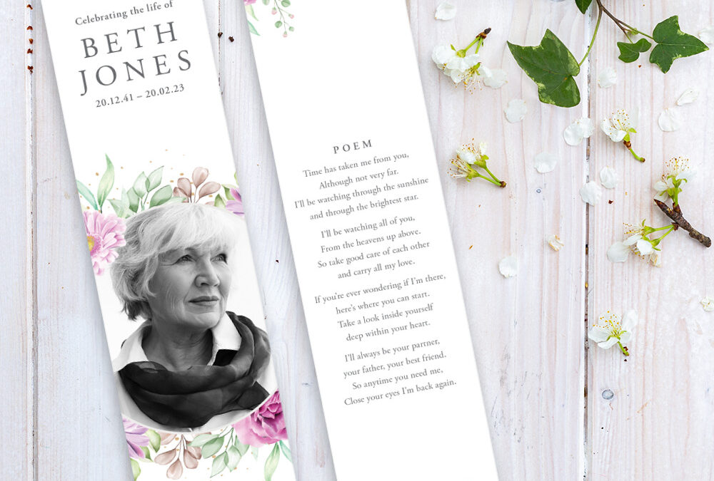 Memorial Bookmark – Floral Wreath